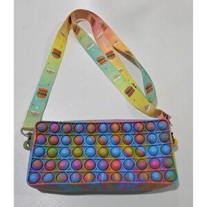 Pop it Popit Purse Bag Push Bubble Fidget Toy Gift Kids Rainbow Colorful